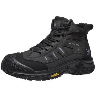 骆驼男鞋高帮鞋2026新款时尚加绒棉鞋防滑户外登山徒步鞋运动鞋男