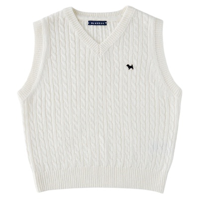 BLUEDOGV领绞花针织马甲