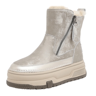 达芙妮厚底雪地靴女款2025新款冬季保暖加绒加厚防水防滑东北棉鞋