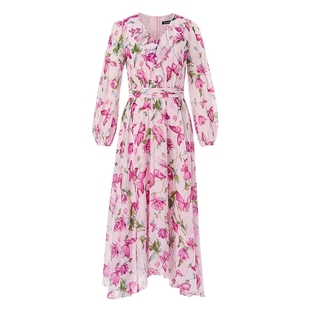 【乔欣同款 100桑蚕丝】珂莱蒂尔商场同款25年秋度假风印花连衣裙