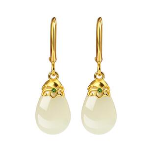 宫里上新和田玉耳饰新中式耳环耳坠国风耳饰水滴生日礼物送妈妈