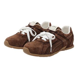 达芙妮云软德训鞋女2025秋季新款女鞋平底棕色休闲鞋百搭运动鞋女