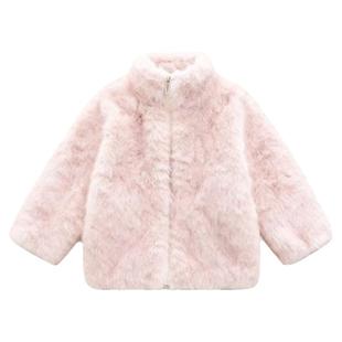 女童粉色皮草宝宝冬装加厚保暖洋气小公主韩版外套女孩子毛毛棉衣