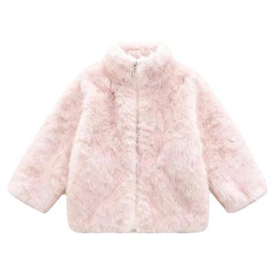 女童粉色皮草加厚保暖毛毛棉衣