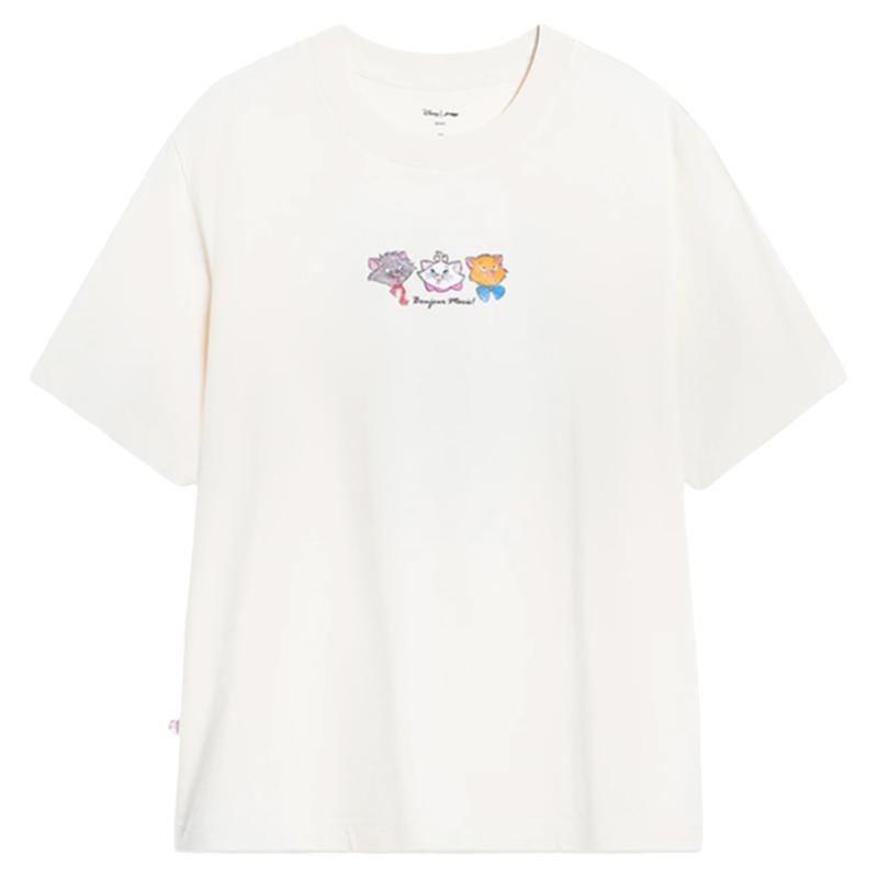 Lining/李宁正品玛丽猫联名系列女子宽松短袖T恤AHST614