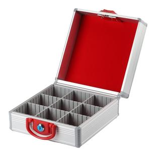 铝合金公章盒子带密码锁便携式手提多格包邮多功能办公用品财务用品装印鉴章印章箱印章收纳盒