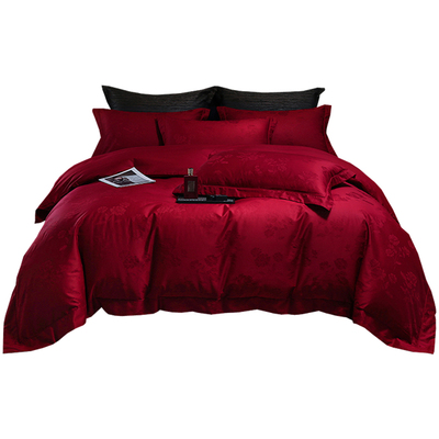 馨荷长绒棉提花宽边被套四件套