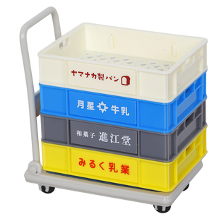 日本进口电池收纳筐微缩食玩摆件桌面迷你小推车面包筐啤酒箱模型