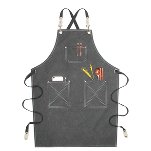 牛仔围裙女时尚酒吧餐厅美甲防水工作服男奶茶店咖啡师定制印logo