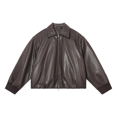 JUPSTUDIO双拉链翻领皮衣羽绒服男冬季轻熟风纯色百搭防寒服外套