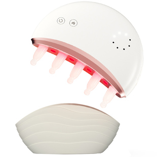 科爱元素玉石小月梳头部按摩仪器电动头皮经络生发梳红光按摩梳子