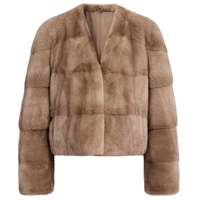 马天奴咖色短款水貂毛皮草外套