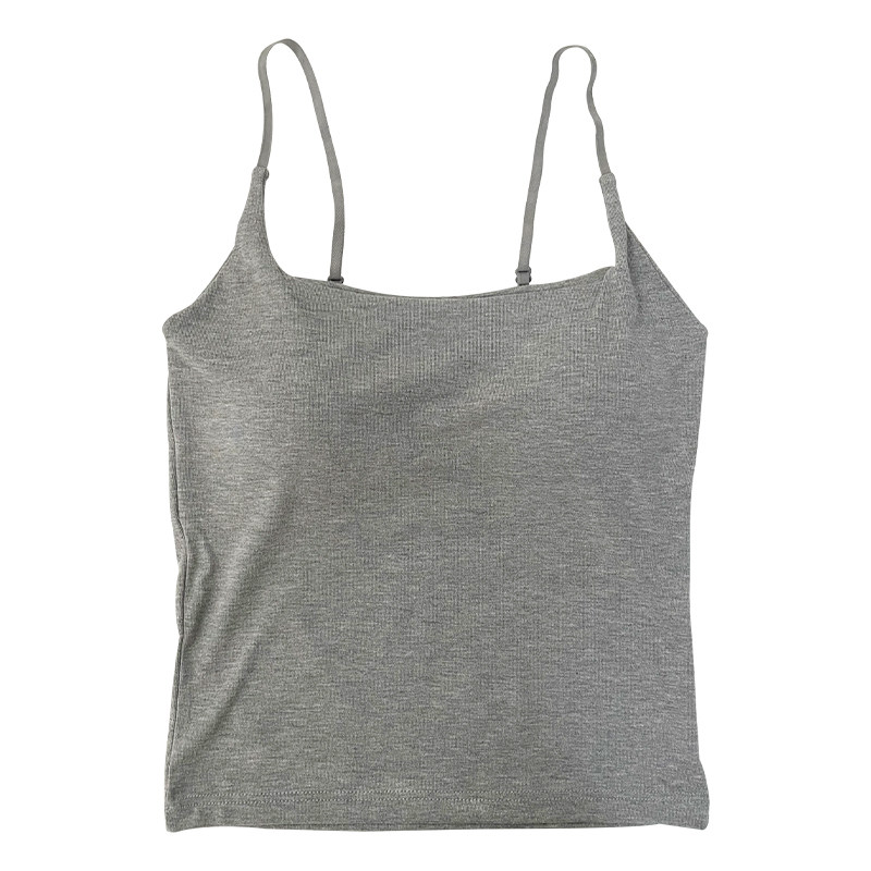 二合一带胸垫白色吊带背心外穿