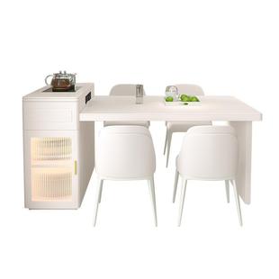 岩板岛台餐桌一体可伸缩带电磁炉小户型家用现代轻奢倒台加餐桌