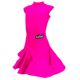 鑫舞拉丁舞儿童表演服比赛规定舞蹈服2025夏新款大裙摆女童短袖