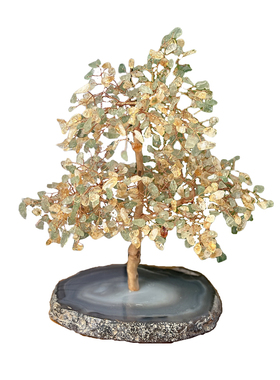 天然粉紫黄晶发财树新年桌面摆件