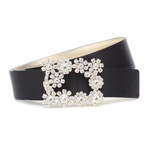 女士水钻大牌皮带RV网红绸缎真皮真丝腰带风衣裙子装饰裤多色欧洲