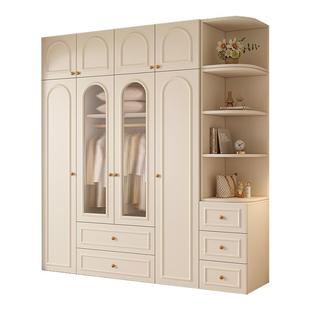 奶油风衣柜家用卧室简易实木衣柜出租房2025新款爆款法式成品衣橱
