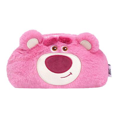 草莓熊化妆包毛绒三眼仔收纳袋