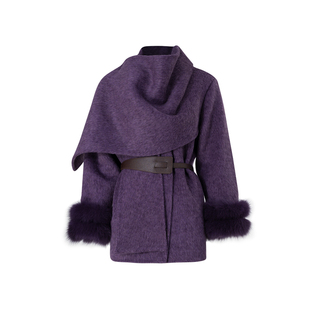 MD依诺【冬日星语】2025冬季款拼接时尚百搭显瘦长袖羊毛保暖外套