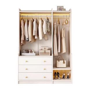 卧室实木挂衣架斗柜一体床边多功能收纳储物柜简约网红抽屉衣帽架