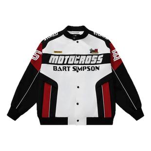 【卓沅同款】辛普森一家赛车服男美式高街复古撞色机车夹克外套
