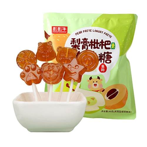 梨膏棒棒糖彭彭牛秋梨膏枇杷润喉糖正宗无添加宝宝儿童小零食糖果