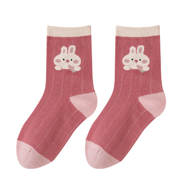 女童袜子秋冬款长绒棉无骨中筒袜