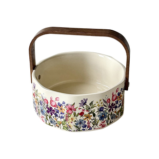 高颜值轻奢风家用客厅水果盘零食果篮陶瓷提篮干果盘伴手礼送女生