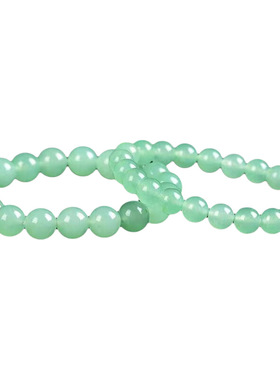 翡翠冰种晴水色玉髓苹果绿水晶手链石英岩淡绿圆珠串珠链编织