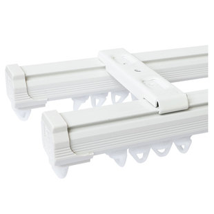 日本三进窗帘轨道定制直轨弯曲单双轨客厅卧室窗帘杆静音滑轮滑轨