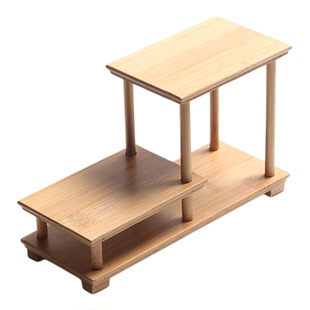 晟佑简约竹制小型博古架功夫茶具置物架子茶壶茶杯收纳摆件展示架