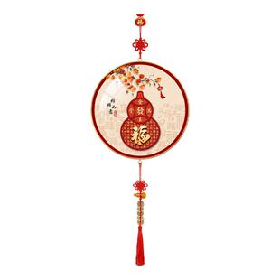 柿柿如意客厅斗柜高档装饰画新中式福禄葫芦金玉满堂圆形新年挂画