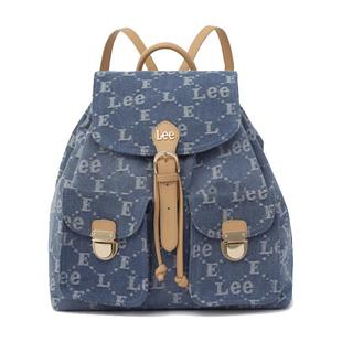 Lee男女牛仔帆布满印老花双肩包通勤电脑包初高中大学生书包背包