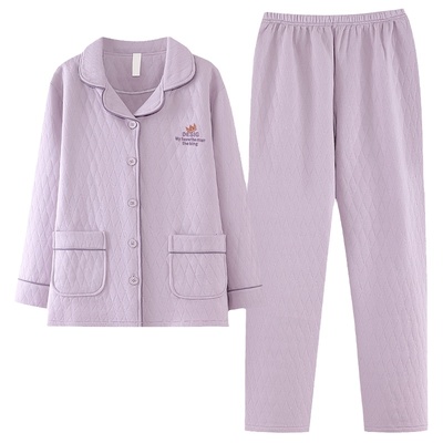 浪莎空气棉睡衣女加厚保暖套装
