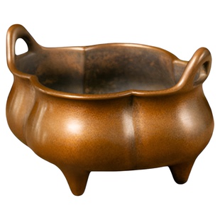 庆松堂苏工铜炉名家胡庆松制紫铜海棠冲耳炉复古熏香炉室内熏香