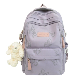 高颜值书包女初中生反光蝴蝶双肩包校园单肩补习袋大容量高中背包