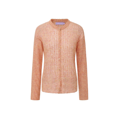 UNRESTRAIN「UNR」绒雾协奏 空气感绞花圆领针织开衫毛衣上衣女