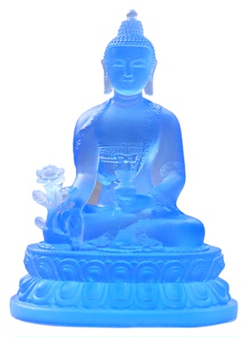 古法琉璃药师佛光如来摆件佛具