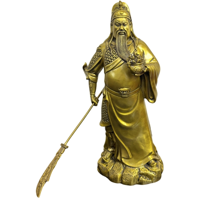 素袍关公关二爷武财神摆件纯黄铜