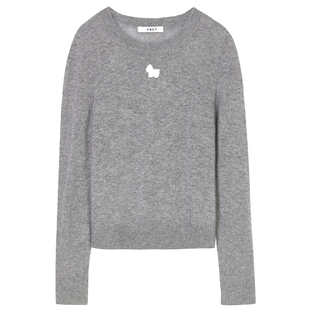 【纯羊绒】LANCY/朗姿2025冬新款圆领基础内搭毛衣针织衫上衣白