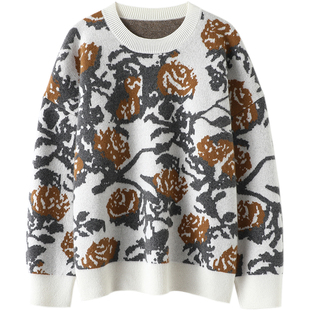 值得细品~提花密织加厚羊绒衫女100纯羊绒毛衣宽松内搭秋冬季内搭