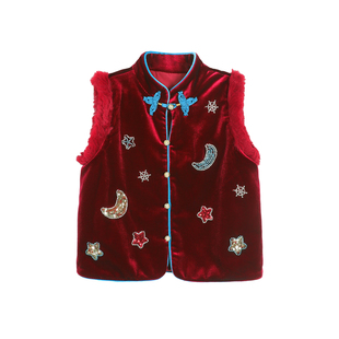 小O爸男婴童 宝宝新年唐装马甲套装2026新款夹棉婴儿拜年服兄妹装