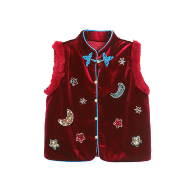 小O爸男婴童 宝宝新年唐装马甲套装2025新款夹棉婴儿拜年服兄妹装