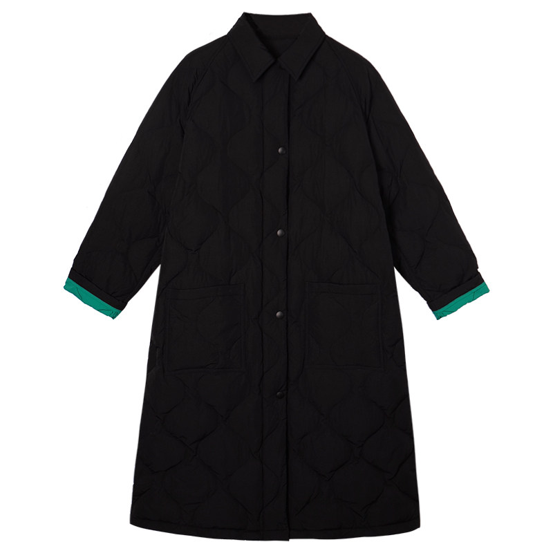 白鸭绒中长款双面穿羽绒服外套