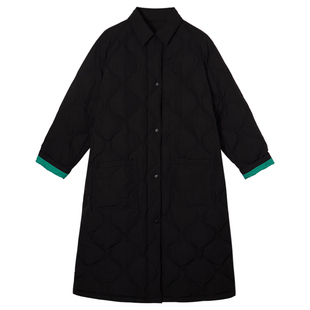 黑色两面穿过膝羽绒服女中长款2025冬季新款白鸭绒宽松显瘦外套潮