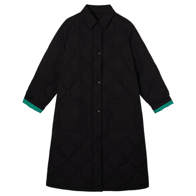 白鸭绒中长款双面穿羽绒服外套