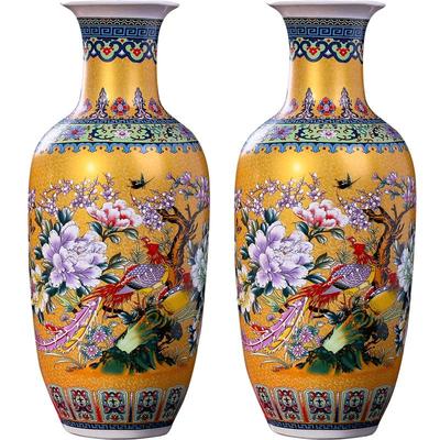 景德镇陶瓷器落地大花瓶插花珐琅彩中式客厅装饰品博古架酒柜摆件