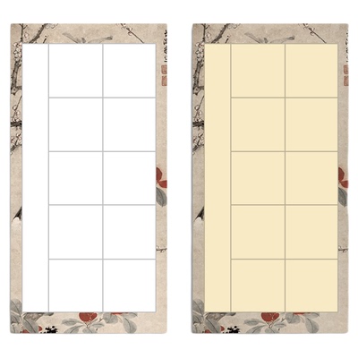 微喷宣纸四尺对开28格蜡染山水图半生半熟四开五言七言瓦当对联软笔专用纸比赛考级参赛练习纸毛笔书法作品纸