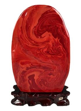 天然奇石原石摆件鸡血红碧玉